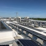 Aerial view of solar panel farm.